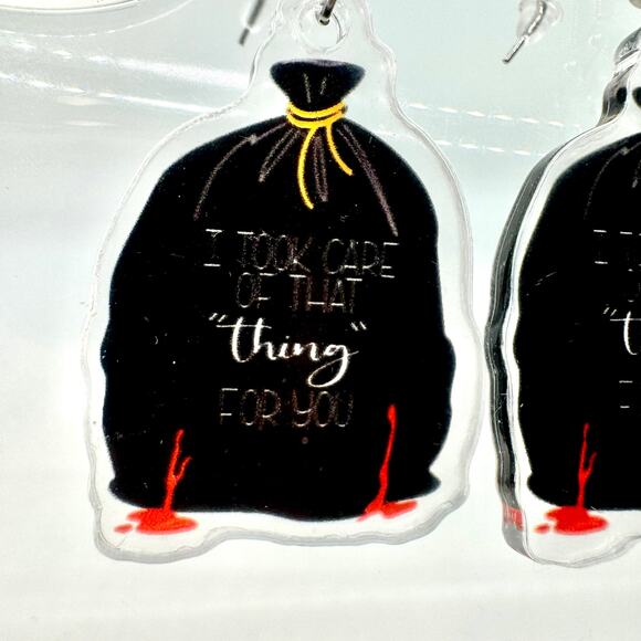 Murder Trash Earrings - Halloween Earrings - Funny Earrings - Attitude Accessory - Picture 2 of 9